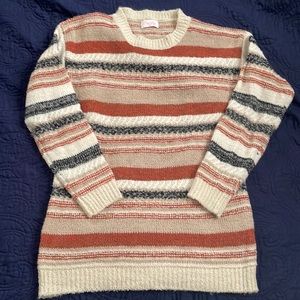 Pink Lily Fall Stripe Long Sleeve Crewneck Sweater